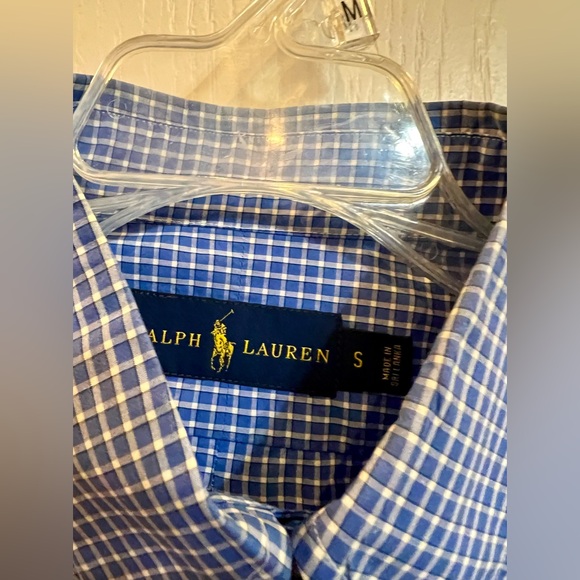 Ralph Lauren collared button down long sleeve shirt blue/white checkered. Size S - Picture 3 of 4